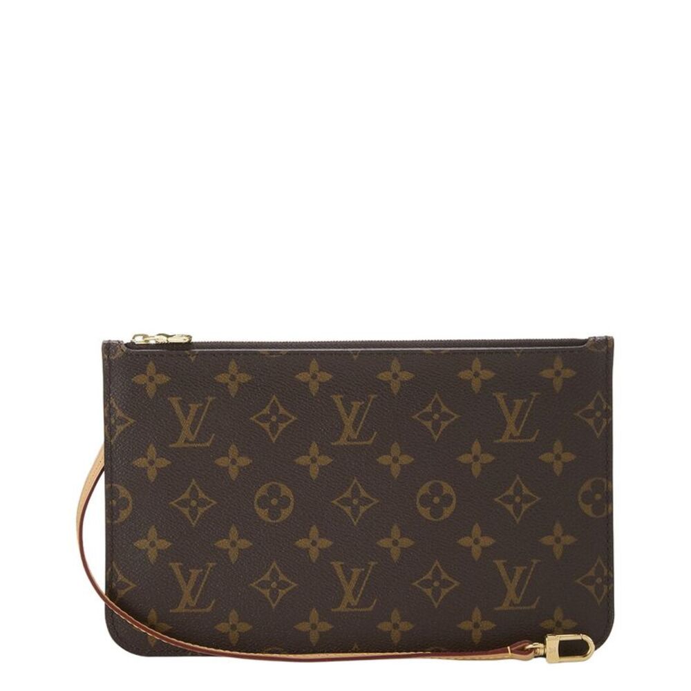 Louis Vuitton Brown Monogram Coated Canvas Neverfull Pouch Mm (Authentic